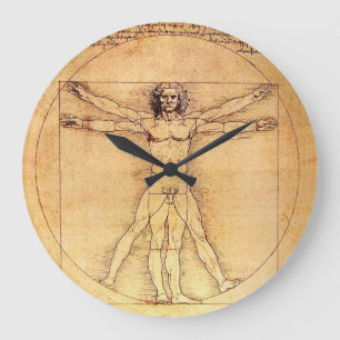 Grande Horloge Ronde Leonardo Da Vinci Vitruve Homme