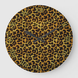 Grande Horloge Ronde Léopard Fourre Imprimer Motif animal