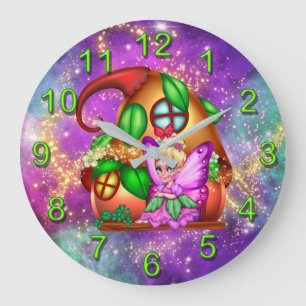 Grande Horloge Ronde Les ailes des papillons des fées abritent la magie