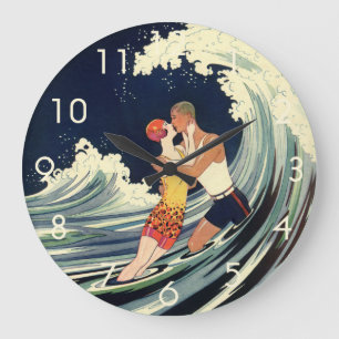Grande Horloge Ronde Les amateurs d'art déco vintage se baignent dans l