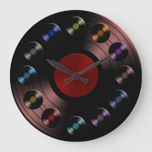 Grande Horloge Ronde les années 70 Rétro Vinyl Record