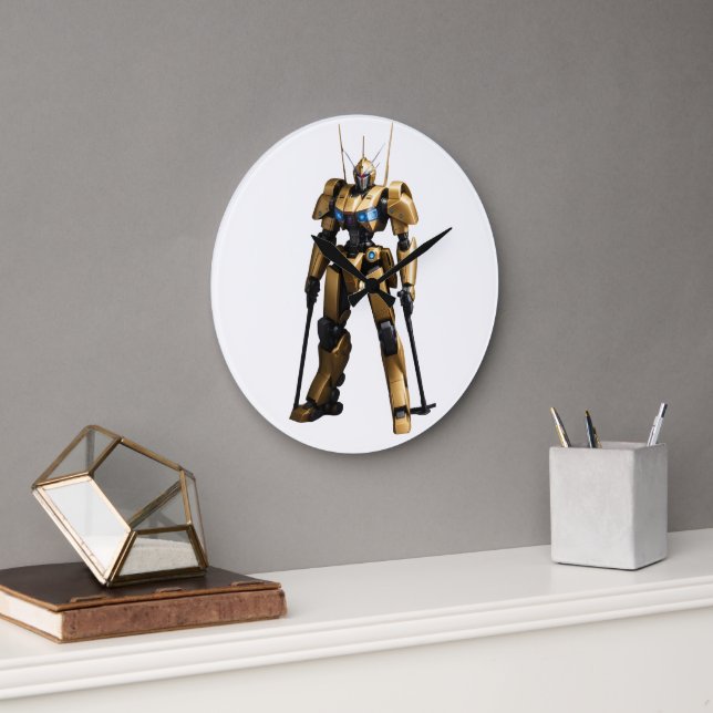 Grande Horloge Ronde Les armes en or robot héros sauver la terre héros  (Bureau)