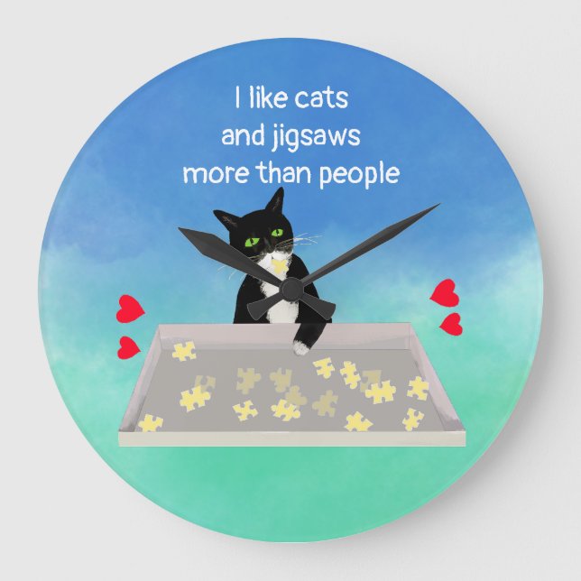 Grande Horloge Ronde Les chats et les scies plus que les gens le casse- (Recto)