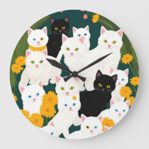 Grande Horloge Ronde Les chats rencontrent le groupe