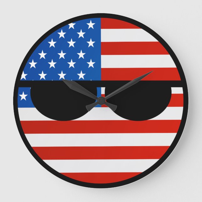 Grande Horloge Ronde Les Etats-Unis Geeky tendants drôles Countryball (Recto)