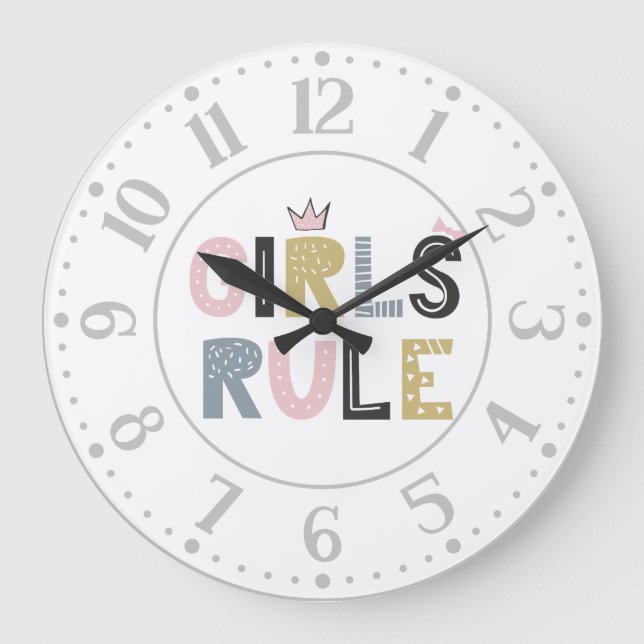 Grande Horloge Ronde Les filles gouvernent l'art Word scandinave   (Recto)