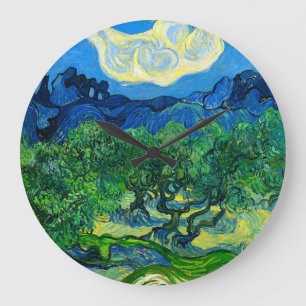 Grande Horloge Ronde Les oliviers de Van Gogh dans un paysage montagneu