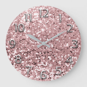 Grande Horloge Ronde Les parties scintillantes grises de rose de