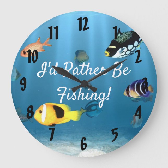 Grande Horloge Ronde Les Poissons Dans L'Océan (Recto)