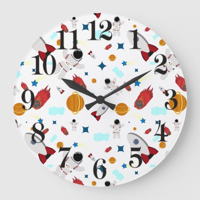 Grande Horloge Ronde L'espace extra-atmosphérique pour enfants et Motif (Recto)