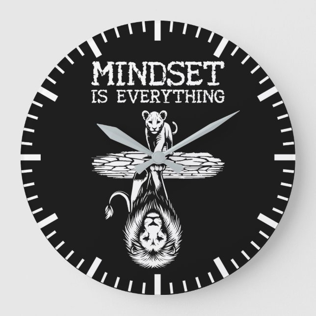 Grande Horloge Ronde L'Esprit Est Tout, Lion Chat - Gym, Hustle (Recto)