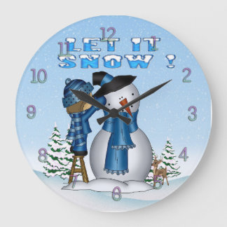 Grande Horloge Ronde Let It Snow Snowman Wall Clock