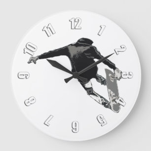 Grande Horloge Ronde "Let's Skate" - Skateboarder