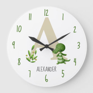 Grande Horloge Ronde Lettre A Monogramme Décoration de Crèche Reptile