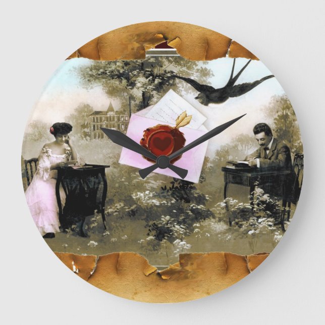 GRANDE HORLOGE RONDE LETTRE VALENTINE ROMANTIQUE, SCEAU DE CIRE ROUGE (Recto)