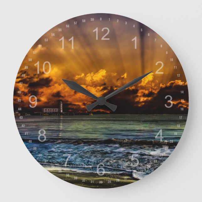Grande Horloge Ronde Lever de soleil d'océan (Recto)