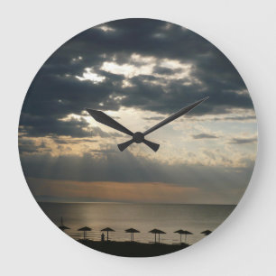 Grande Horloge Ronde Lever de soleil sur la plage en Grèce Paysage mari