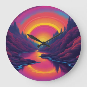 Grande Horloge Ronde Lever de soleil sur le lac