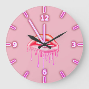 Grande Horloge Ronde Lèvres qui dégoulinent de métal tendance cool