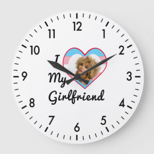 Grande Horloge Ronde LGBT Trans Pride Photo personnalisée J'aime ma pet