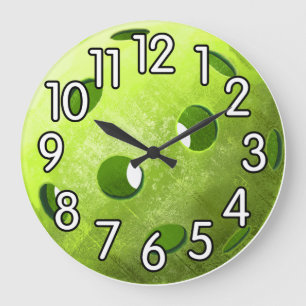 Grande Horloge Ronde L'heure du Pickleball - Vert -