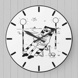 Grande Horloge Ronde L'homme sucette se fait bronzer sur la plage