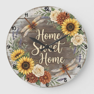 Grande Horloge Ronde Libellule Florale Maison Douce Maison