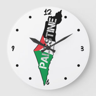 Grande Horloge Ronde Libérez la Palestine Drapeau sur la carte Palestin