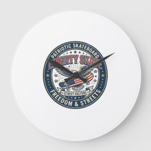 Grande Horloge Ronde Liberté Planche à Roulettes Patriotique Planche à 
