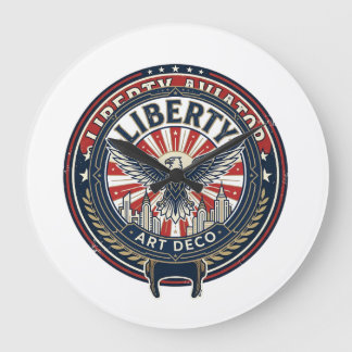 Grande Horloge Ronde Liberty Aviator Patriotique Patriotique Aviation V