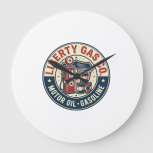 Grande Horloge Ronde Liberty Gas Co Patriotique Station-service Patriot