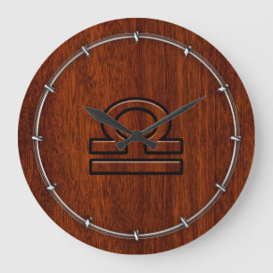 Grande Horloge Ronde Libra Zodiac Sign on Mahogany Brown Style