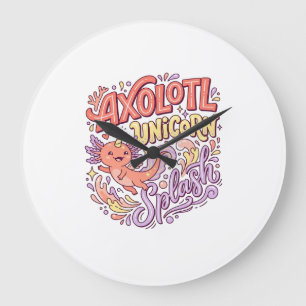 Grande Horloge Ronde Licorne Axolotl Licorne Splash Fantaisiste Bac Bla