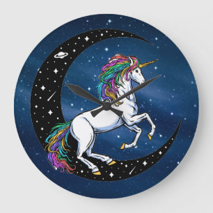 Grande Horloge Ronde licorne celtique arc-en-ciel