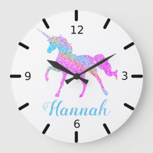 Grande Horloge Ronde Licorne Colorée