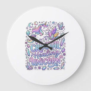 Grande Horloge Ronde Licorne Cristal Guérison Cadeau Licorne Idée Vecto