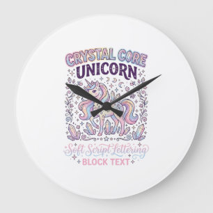 Grande Horloge Ronde Licorne Crystal Core Licorne Adorable Vector Desig