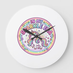 Grande Horloge Ronde Licorne Dans Mon Ère Étincelante Impression Drôle 