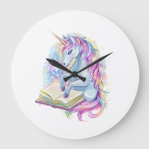 Grande Horloge Ronde Licorne de Livre Magique (1)