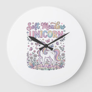 Grande Horloge Ronde Licorne Douce Prairie Licorne Adorable Conception 