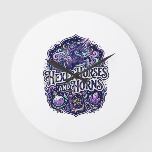 Grande Horloge Ronde Licorne Ensorcelle Chevaux et Corne Prêt pour POD