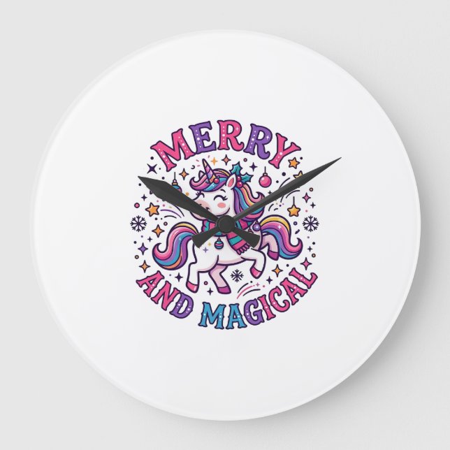 Grande Horloge Ronde Licorne Joyeuse et Magique (Recto)