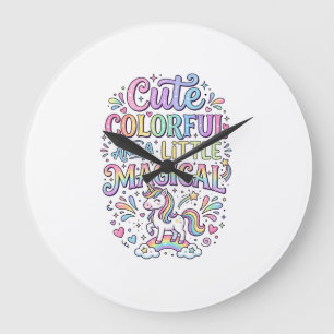 Grande Horloge Ronde Licorne Mignonne Colorée et un Peu Magique Origina