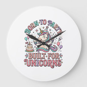 Grande Horloge Ronde Licorne Né pour Faire la Fête Construit pour les L
