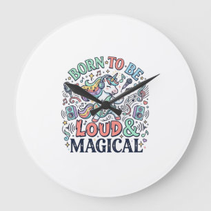 Grande Horloge Ronde Licorne née pour être forte et magique Blanc Origi