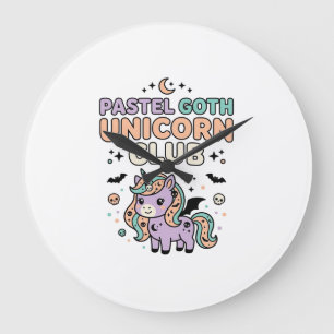 Grande Horloge Ronde Licorne Pastel Goth Licorne Club Tendance Graphiqu