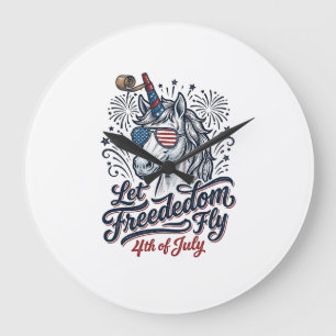 Grande Horloge Ronde Licorne Patriotique Maillot Volant De Liberté Du 4
