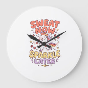 Grande Horloge Ronde Licorne Transpiration Maintenant Paillettes Plus T