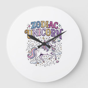 Grande Horloge Ronde Licorne Zodiaque Licorne Marché de Vecteurs Premiu
