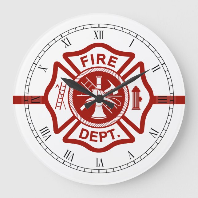 Grande Horloge Ronde Ligne rouge mince Croix maltaise Blanc (Recto)